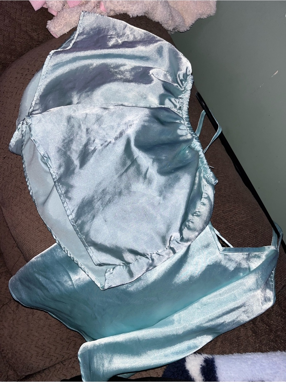 Satin Light Blue Slip Chemise with Adjustable Straps